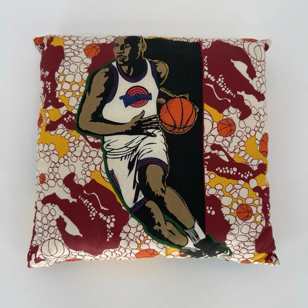 Space Jam Michael Jordan Vintage 1996 Decorative Square Throw Pillow Made in USA